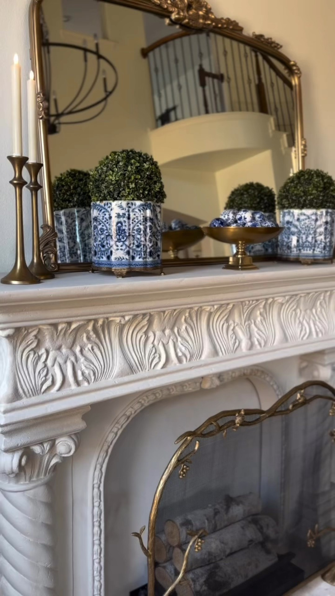 It’s all in the details—even a faux fireplace set the tone for our formal living room space.  A @dimplex_northamerica flameless/ventless insert may come next after a bit more research. Stay tuned! 

#LTKHome #LTKvlog