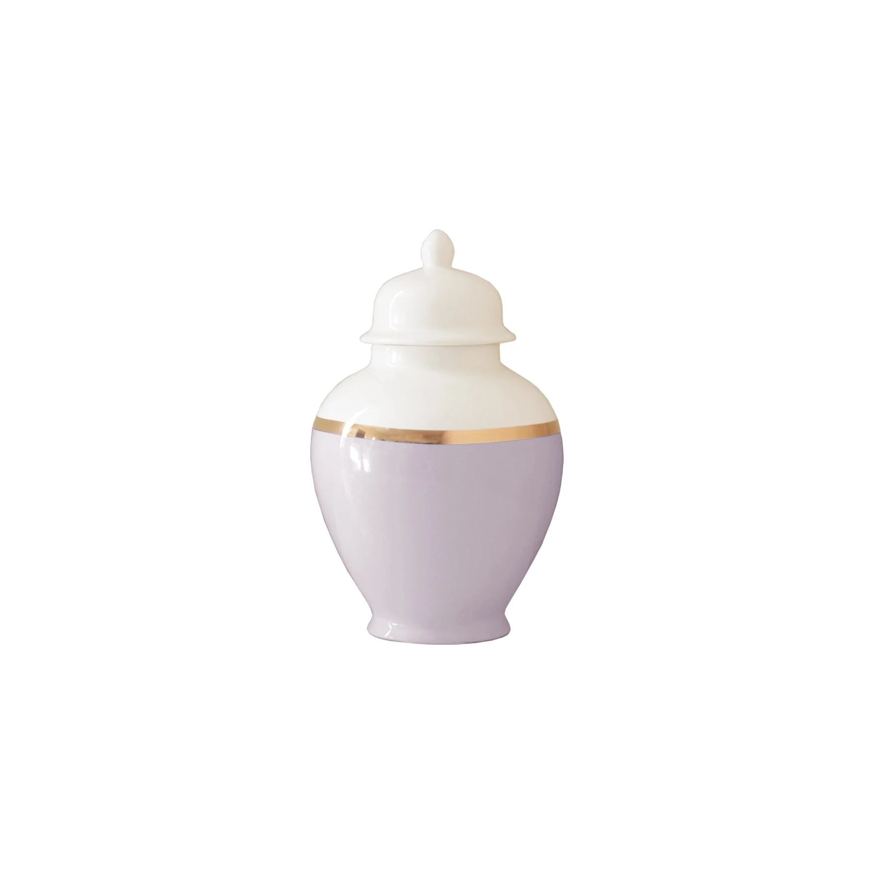 Light Lavender Color Block Ginger Jar with Gold Accent | Ruby Clay Company