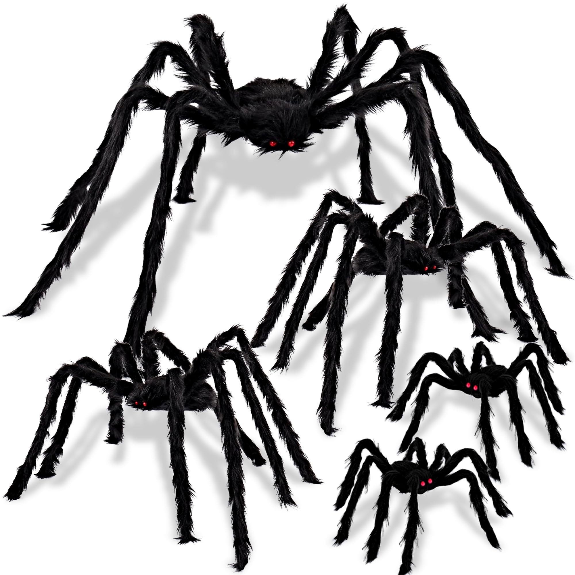 JOYIN 5 Packs Halloween Decorations Outdoor Giant Spiders, Large Black Hairy Spider Set with Diff... | Amazon (US)