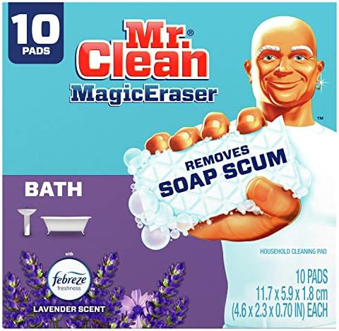 Mr. Clean Magic Eraser, Bathroom, Shower, and Shoe Cleaner with Febreze Lavender Scent, Cleaning ... | Amazon (US)