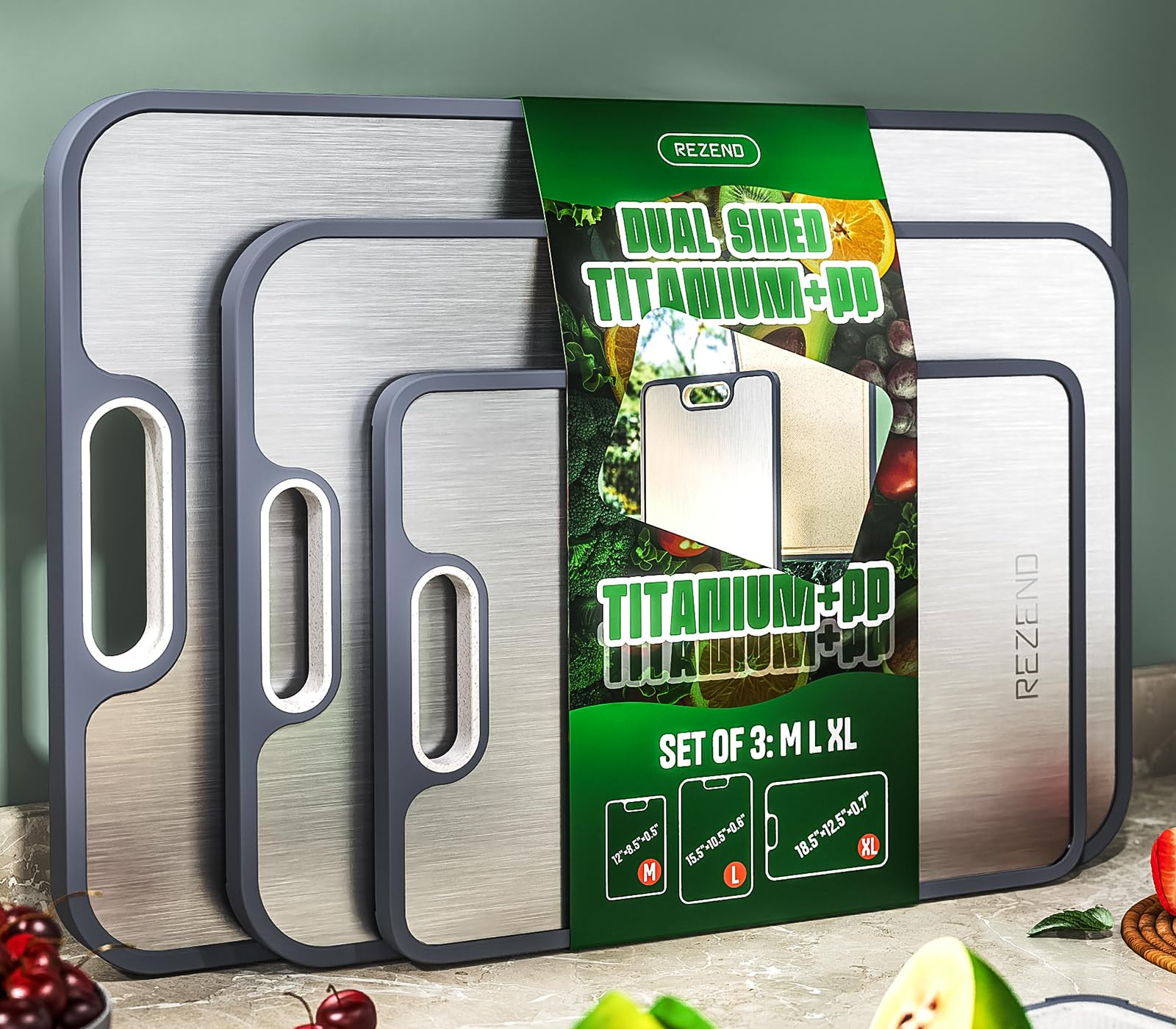 Titanium Cutting Board Set of 3, Dual Sided Design Non Toxic Cutting Boards for kitchen Beyond Fo... | Amazon (US)