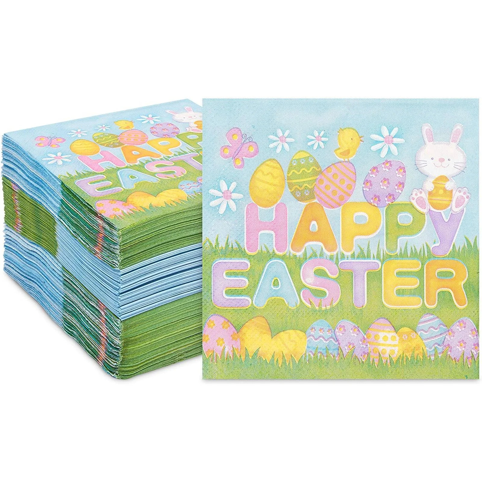 150 Pack Happy Easter Paper Luncheon Napkins with Bunny & Eggs for Birthday Party Supplies Decora... | Walmart (US)