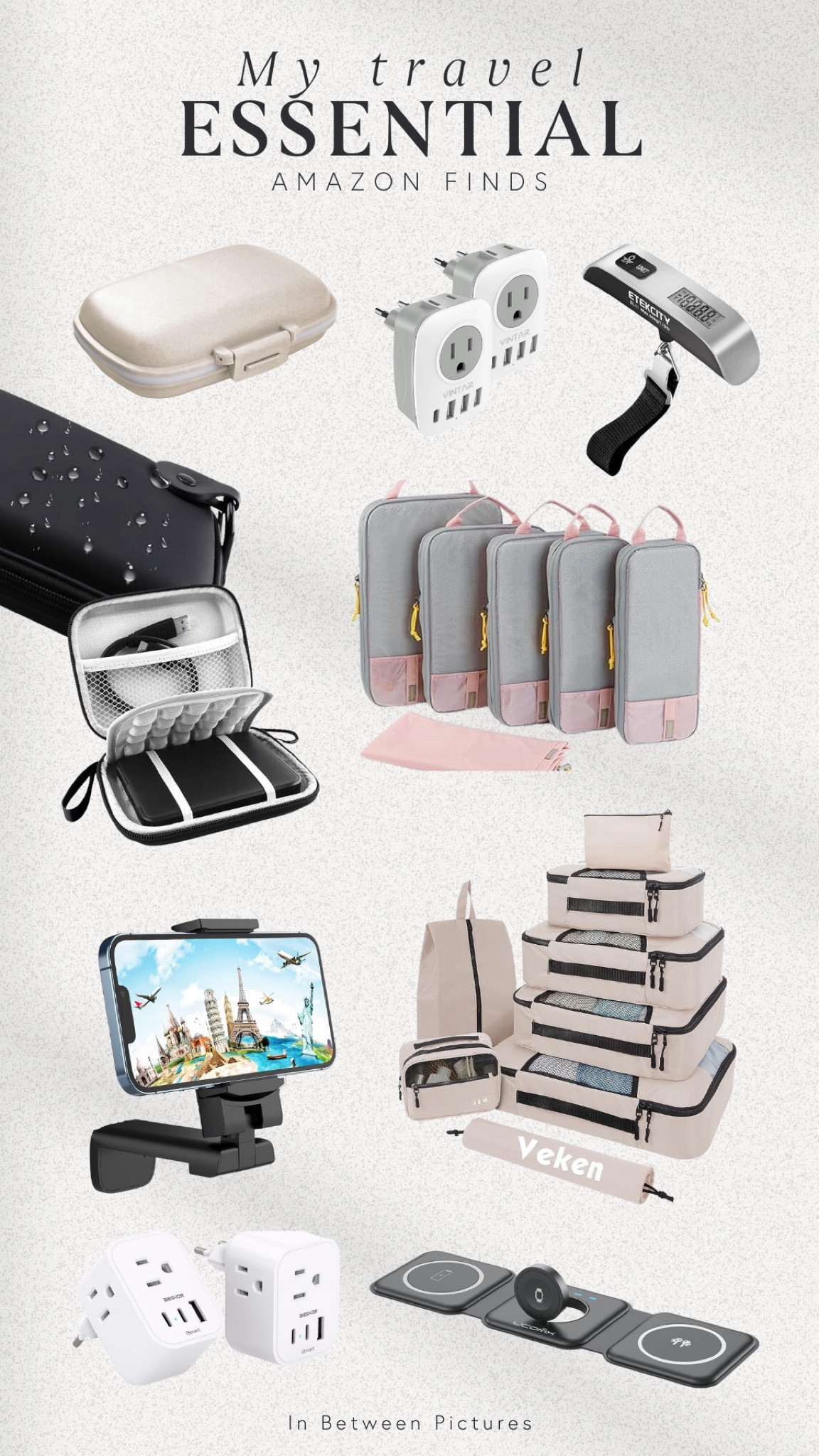 Travel Essentials. Trip. Travel must have. Travel accesories. Travel essentials, Durable travel cases, protective electronic storage, shock-resistant carrying case, universal travel adapters, multi-country plug adapter, compact medication storage, organized pill box, travel medication keeper, versatile phone stand, artistic phone holder design, multifunctional charging hub, streamlined device charger, multiple USB charging, accurate luggage weighing, Etekcity digital scale, easy-to-use weight checker, convenient packing solutions, color-coordinated packing cubes, space-saving luggage organizers, packing cubes, efficient travel compartmentalization, modular travel packing, suitcase organization aids, gear for organized travelers, essential travel tech, international travel must-haves, modern travel gadgets, easy packing tools, digital nomad essentials, organized family vacation gear. 


#LTKstyletip #LTKtravel #LTKbeauty
