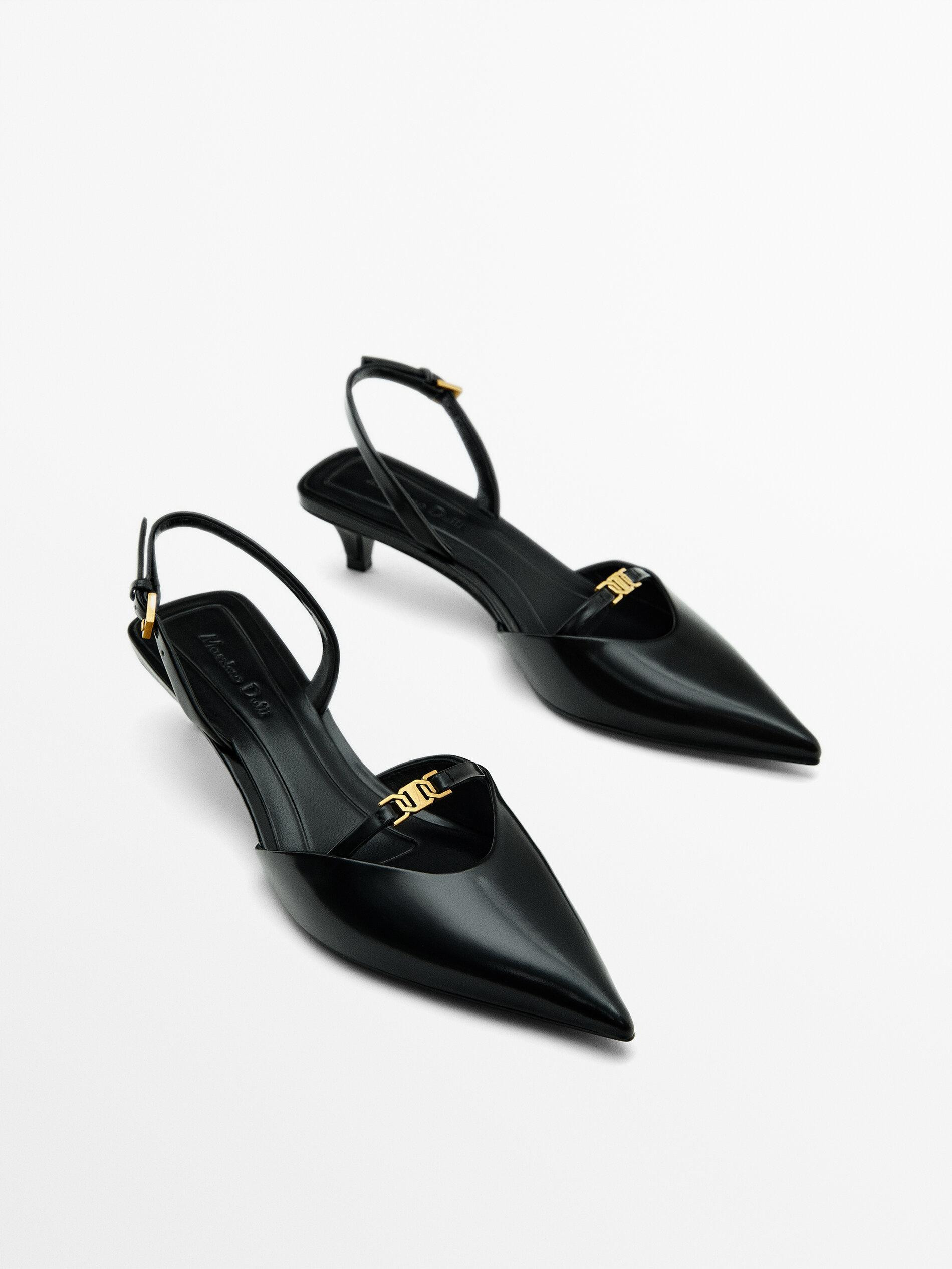 Slingback shoes with decorative metal detail | Massimo Dutti US