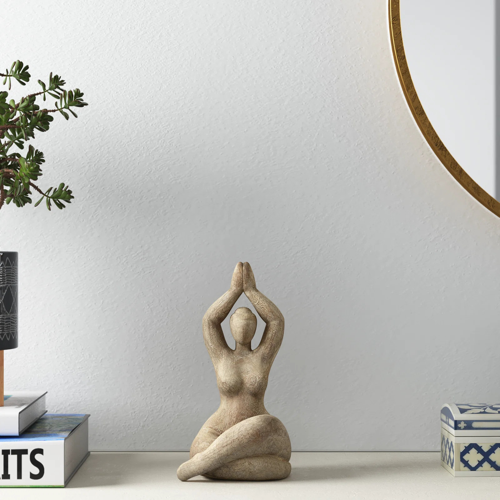 Decorative Namaste Figurine in Lotus Position, Yoga Meditation Sculpture, Resin | Wayfair North America