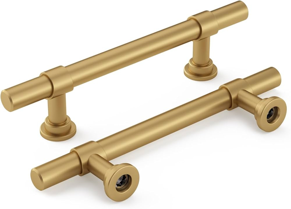 goldenwarm 10 Pack Gold Cabinet Handles Brushed Brass Cabinet Pulls 3.75in Gold Pulls Gold Kitche... | Amazon (US)
