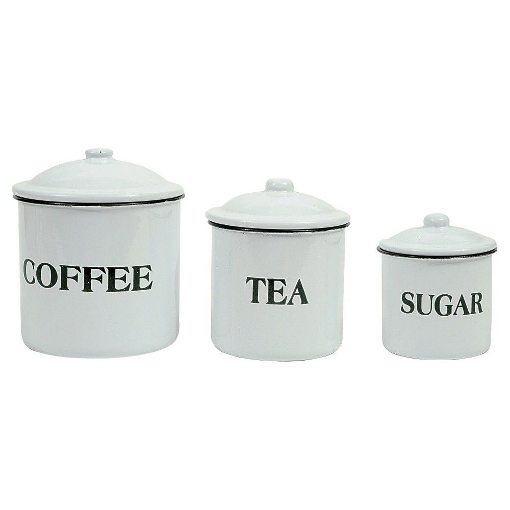 3R Studios ""Coffee Tea Sugar"" Metal Containers w/Lid - Set of 3 | Target
