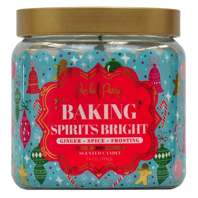 Packed Party Baking Spirits Bright Wrapped Christmas Holiday Candle with Wood Wick, 14-Ounce - Wa... | Walmart (US)