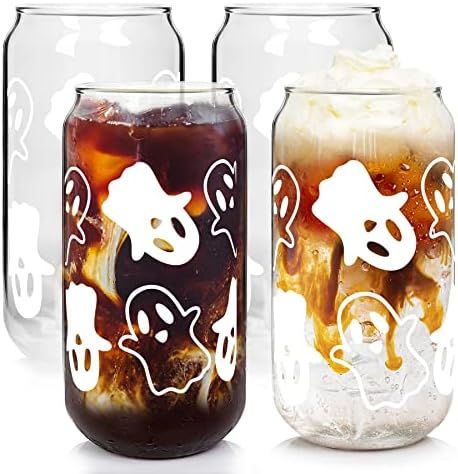 Halloween Cups, 20oz Halloween Beer Can Glass Tumbler Halloween Coffee Cups Halloween Decor Gift ... | Amazon (US)