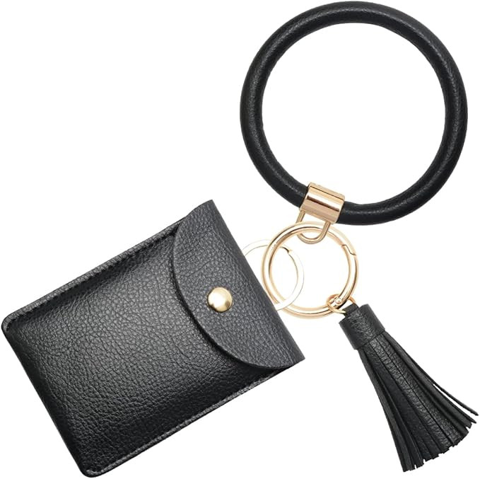 COOLANS Wristlet Bracelet Keychain Pocket Credit Card Holder Purse,Tassel Keychain Silicone Beade... | Amazon (US)