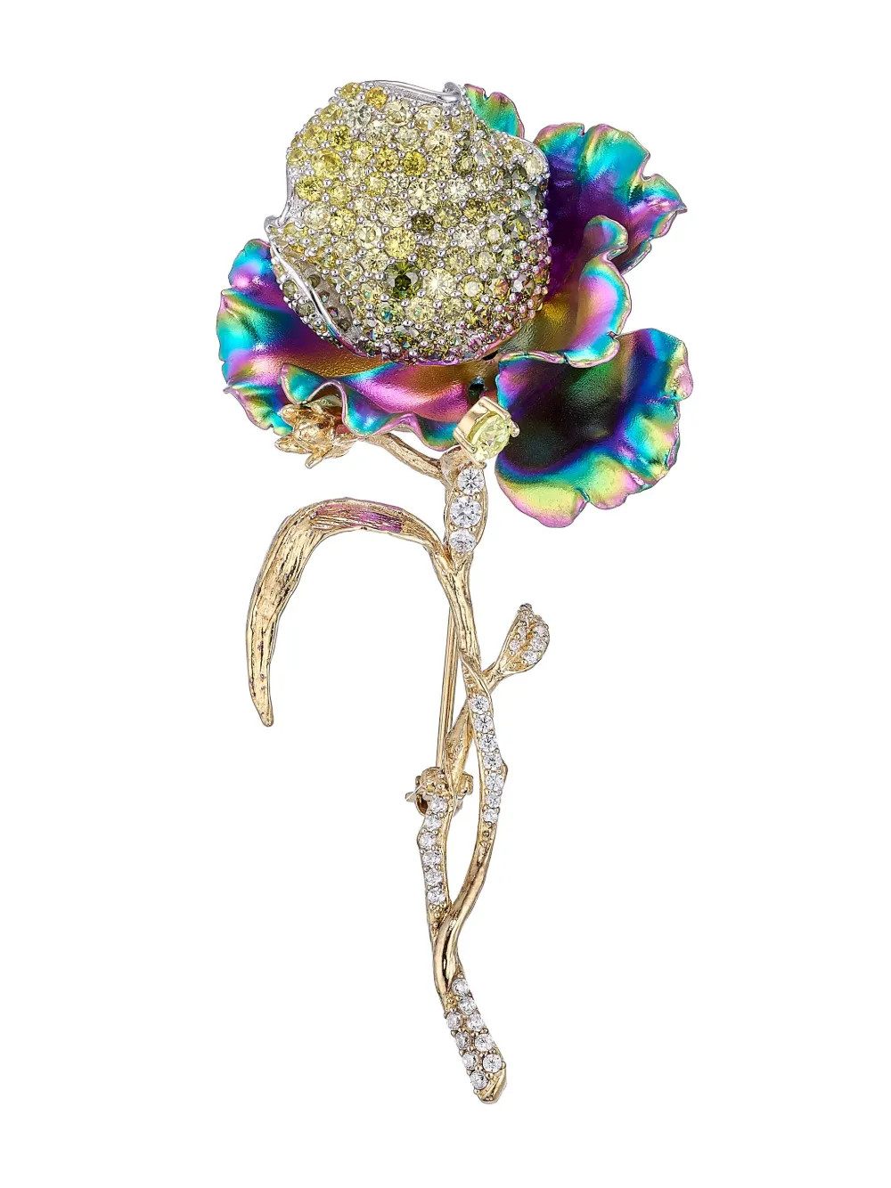 Anabela Chan 18kt Gold Vermeil Floral Gemstone Brooch | Gold | FARFETCH SI | Farfetch Global