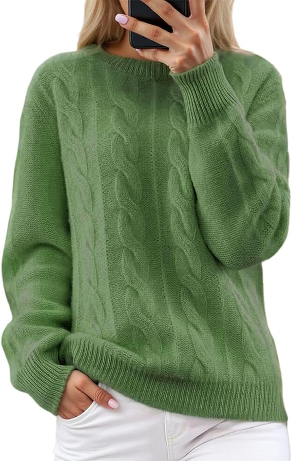 ZOCANIA Sweaters for Women 2025 Cable Knit Chunky Sweater Crew Neck Long Sleeve Women's Pullovers... | Amazon (US)