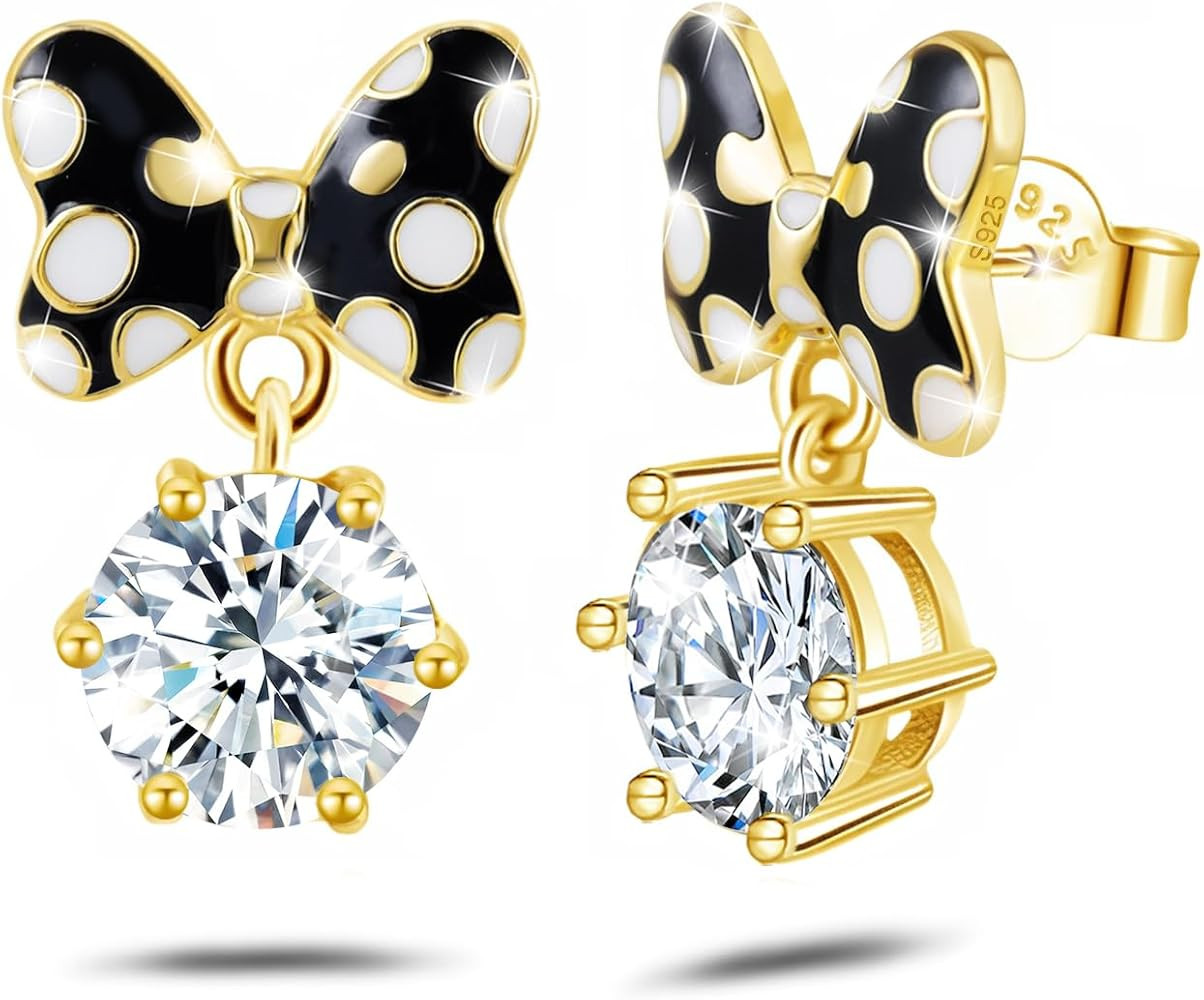 Sterling Silver CZ Mouse Earrings for Women Cute Minnie Mouse Stud Earrings Animal Earrings Fashi... | Amazon (US)