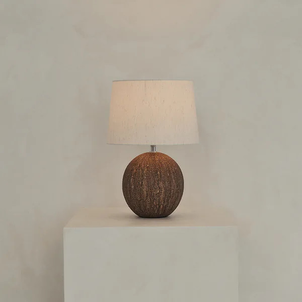 Corsica - Brown Ceramic Drum Shade Table Lamp | William Wood