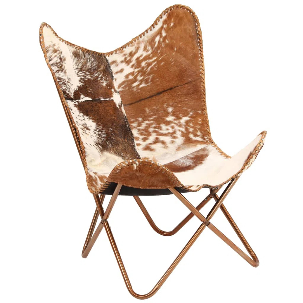Chair Accent Chair with Powder Coated Iron Frame Genuine Goat Leather | Wayfair North America