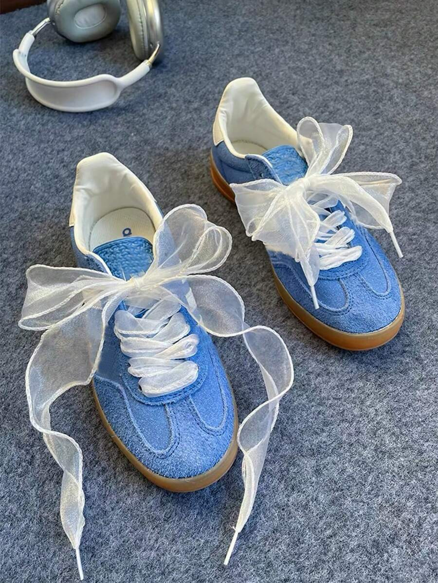 120cm Satin Ribbon Shoelaces, Chiffon Satin Ribbon Bowknot Pearl Decor Ballet Style Shoe Laces, B... | SHEIN