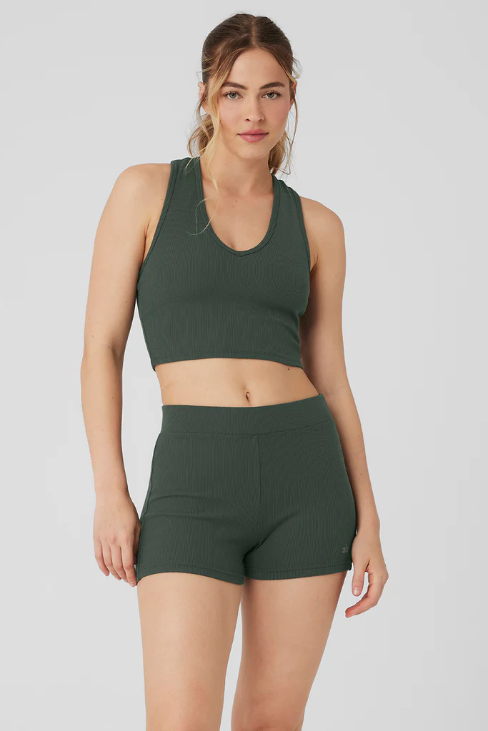 Goddess Ribbed Cropped Racerback Tank - Dark Cactus | Alo Yoga (US)