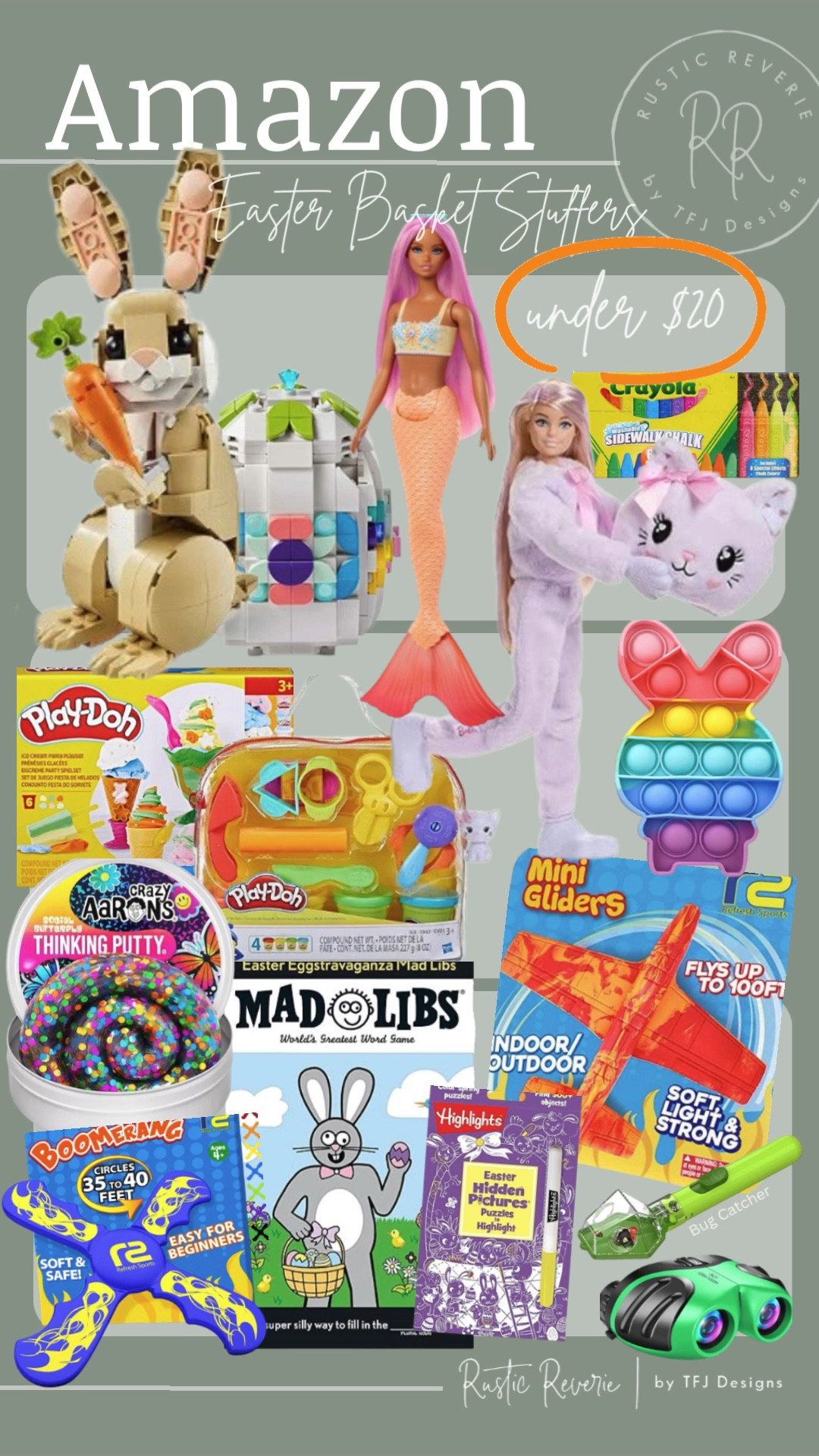 I’ve rounded up some great Easter Basket Stuffer Ideas for kids that are UNDER $20!! 🐰 amazon creator favorites prime shipping boy girl little kid barbie lego bunny easter egg mermaid cratola sidewalk chalk art playdoh pop it thinking putty slime boomerang mad libs bluey book montessori hands on screen free pretend play learning resources uno slinky karaoke speaker

#LTKkids #LTKfindsunder50 #LTKSeasonal