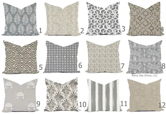 Outdoor Pillows or Indoor Custom Cover  Gray Sand Tan Beige - Etsy | Etsy (US)