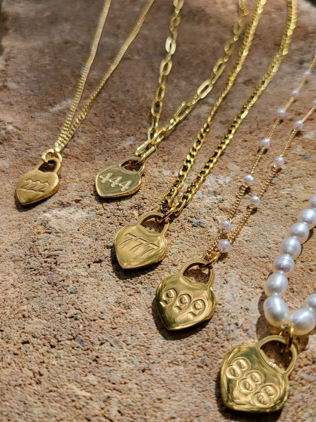 Gold FILLED  Heart Angel Number Necklace , Lucky Number Pendant, WATERPROOF. | Etsy (US)