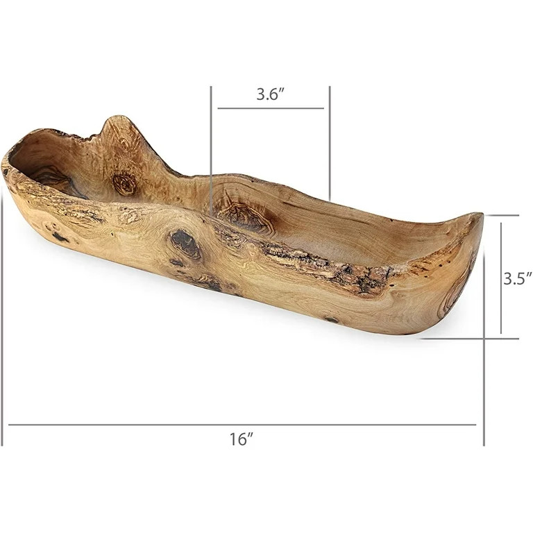 Decorative Wooden Bread Bowl, Olive Wood Dough Bowl, Handmade Rustic Kitchen Decor, 16” Long | Walmart (US)