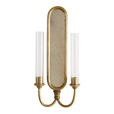 Parlor Mirrored Wall Sconce Double Candle in Antique Brass | Ballard Designs, Inc.