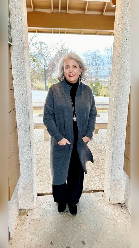 Back to chilly but keeping warm in this gray sweater coat, available in two more colors!!  It's machine washable and a cashmere blend, and It's amazing and on sale!!

#LTKsalealert #LTKSeasonal #LTKstyletip