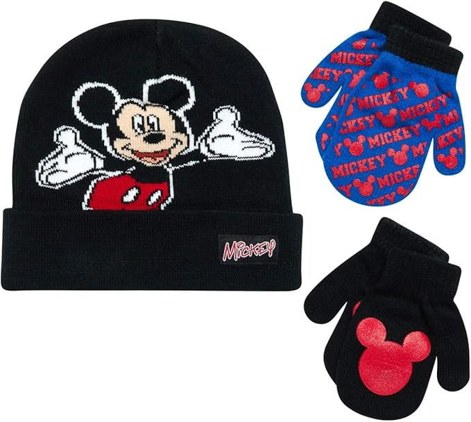 Disney Boys Mickey Mouse Winter Hat and 2 Pair Mitten or Gloves Set (Age 2-7) | Amazon (US)