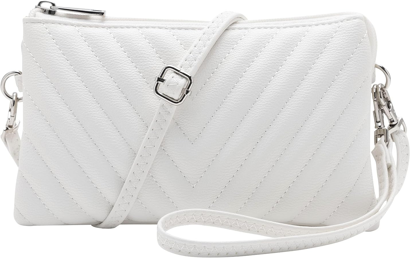 B BRENTANO Vegan Leather Multi-Pocket Crossbody Purse/Clutch with Card Slots, Removable Wristlet ... | Amazon (US)