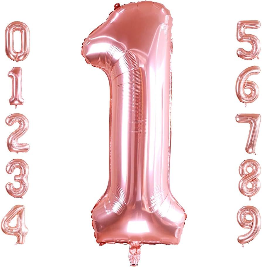 Amazon.com: 40 Inch Large Rose Gold Number 1 Balloon Extra Big Size Jumbo Mylar Foil Helium Ballo... | Amazon (US)