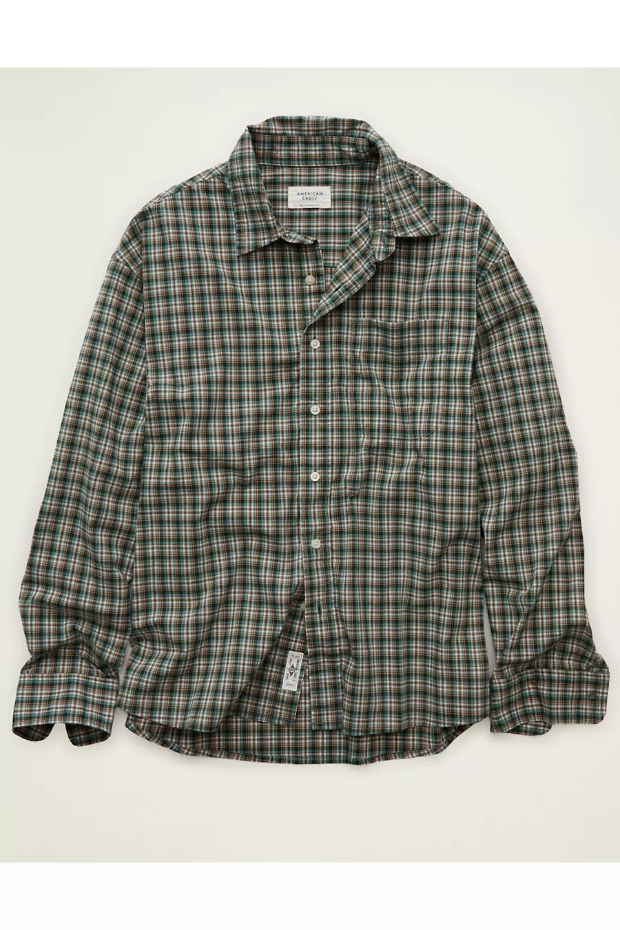 AE Relaxed Fit Poplin Button-Up Shirt Men's Camper Green S | American Eagle Outfitters (US & CA)
