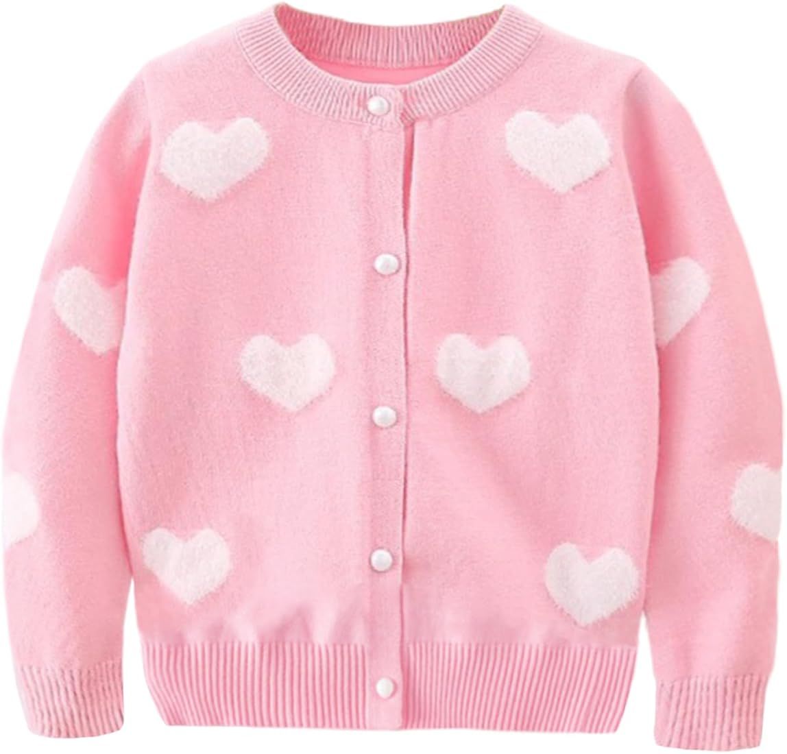 Girl's Long Sleeve Winter Heart Rabbit Strawberry Knit Button Up Cardigan Sweater Coat for Kids G... | Amazon (US)