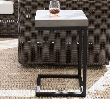 Sloan Indoor/Outdoor 15&quot; Concrete &amp; Iron C-Table | Pottery Barn (US)