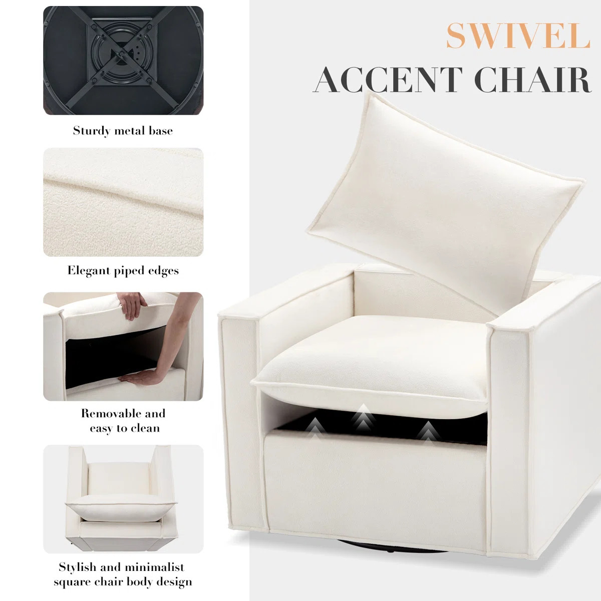 Louretha 34" Wide Fabric Upholstered Swivel Armchair | Wayfair North America