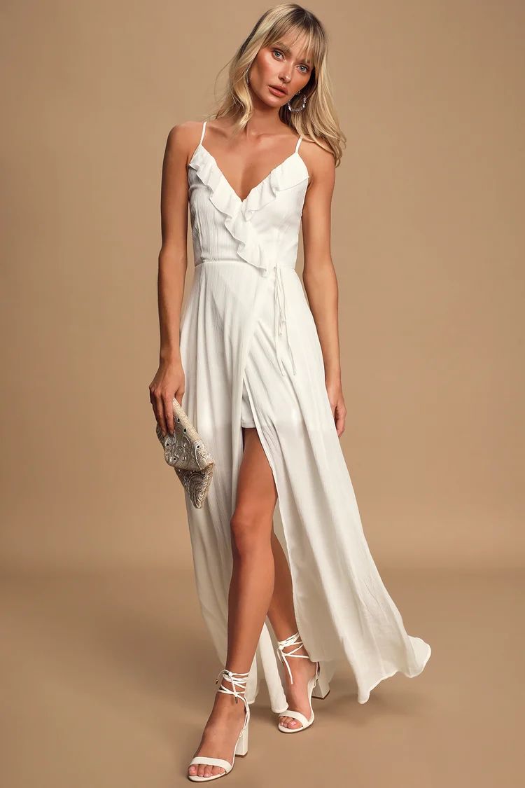 Blissful Breeze White Faux Wrap Maxi Dress | Lulus (US)