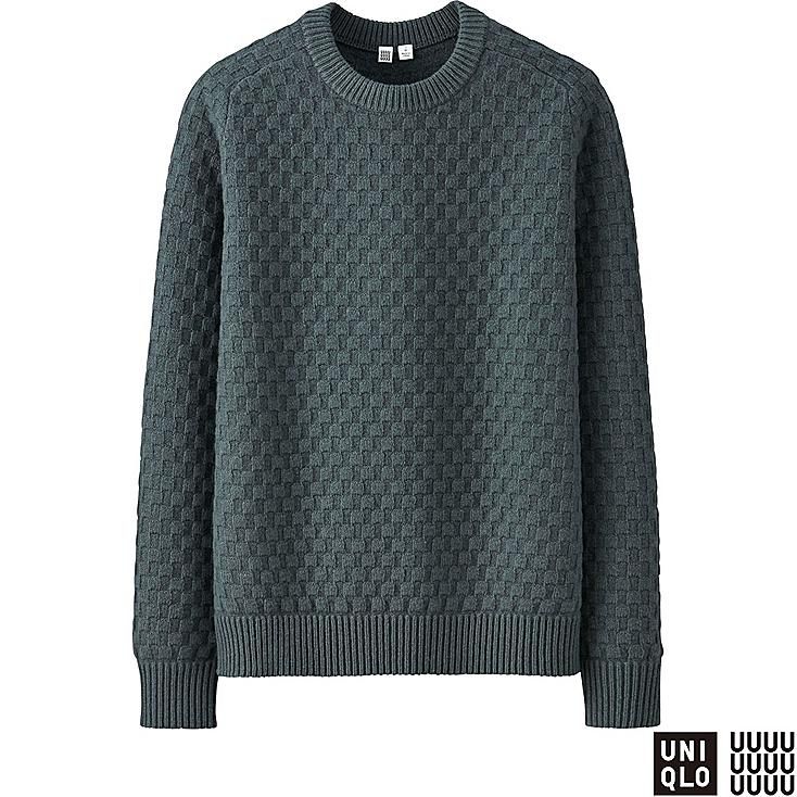 Men's U Lambswool Crewneck Sweater - Size XS in Dark Green by UNIQLO | UNIQLO (US)