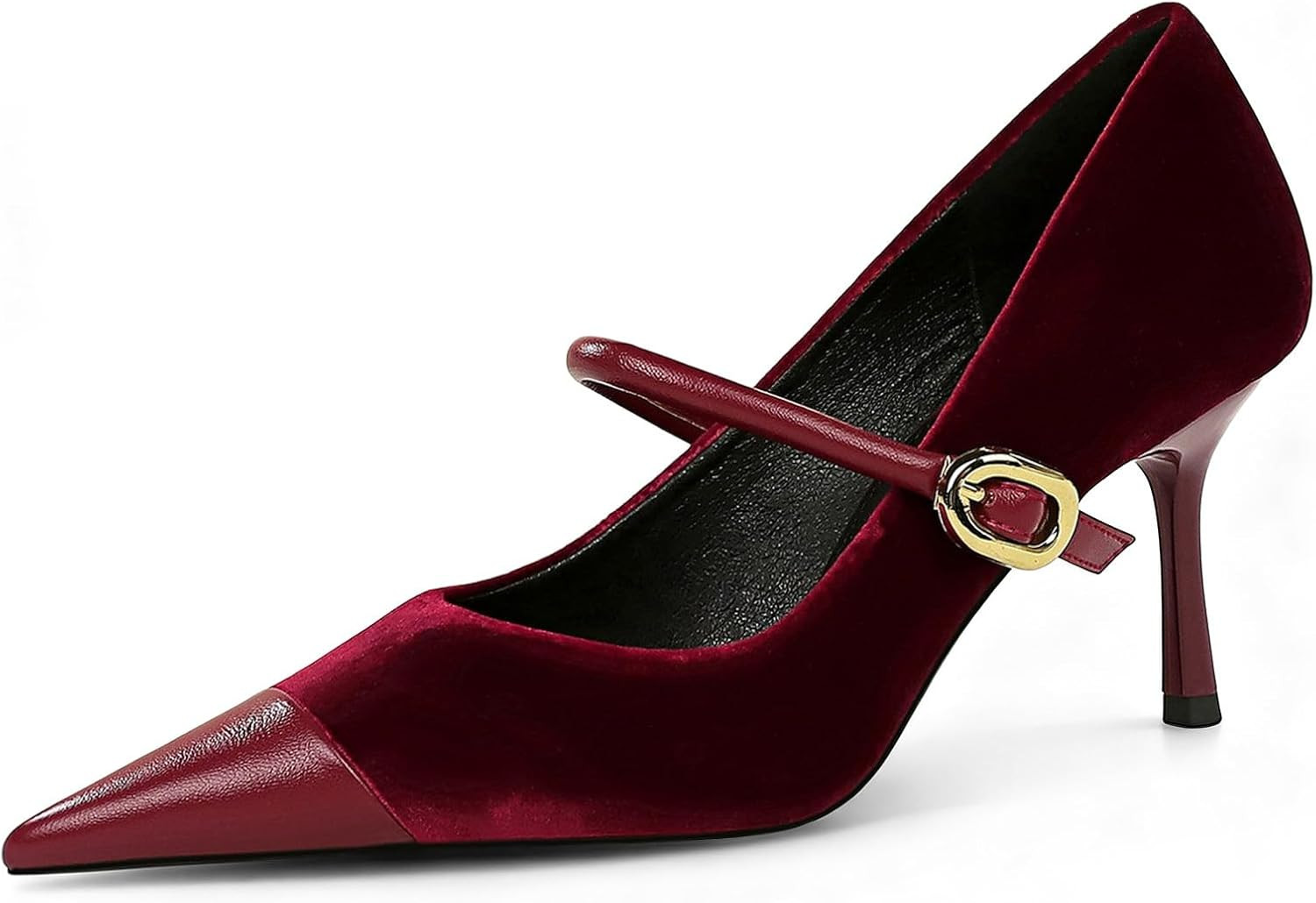 baobeijiadao Womens Pointed Toe Heeled Pumps Slip On Stiletto Heels Single-Strap Wedding Evening Dressy Shoes | Amazon (US)