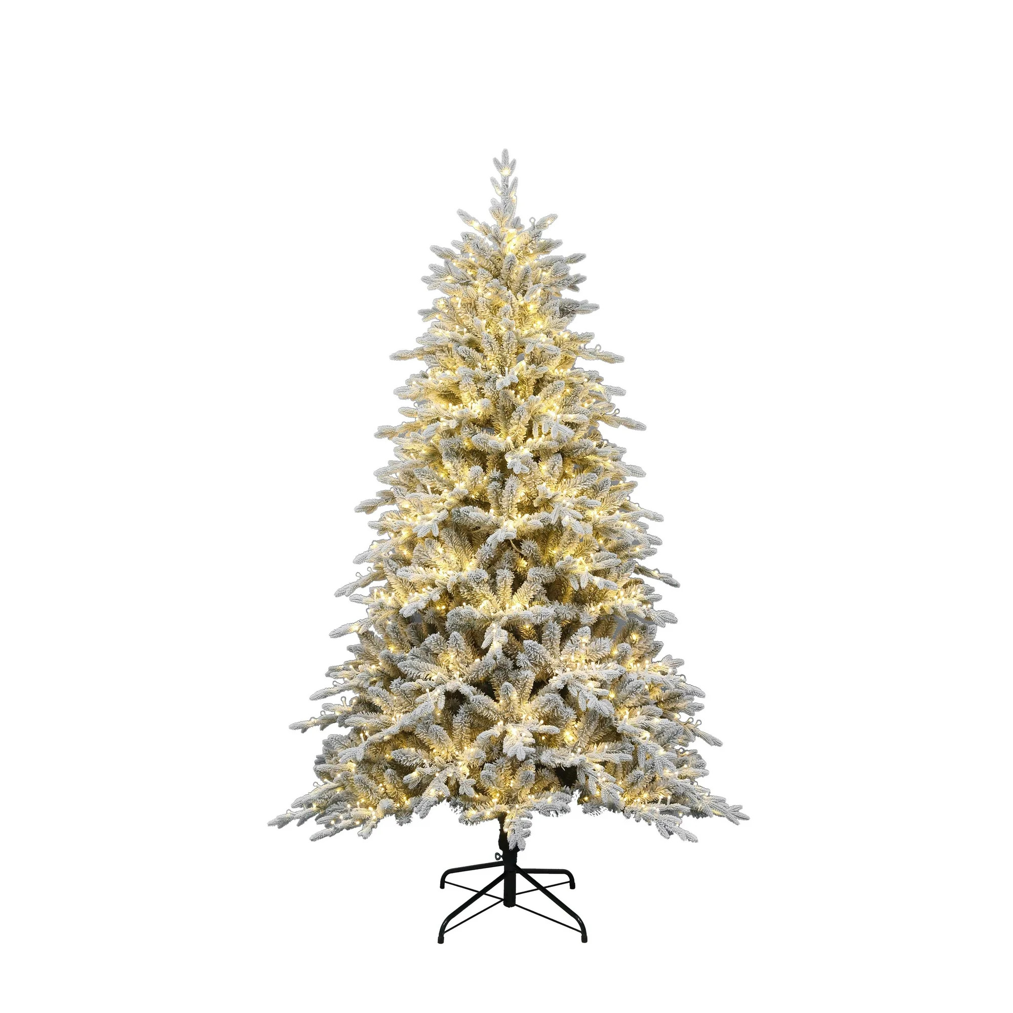 7.5' Pre-Lit Northern Fir Green Flocked Artificial Christmas Tree with Warm White Lights, by Holi... | Walmart (US)