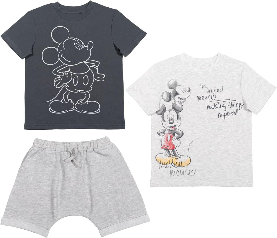 Disney Mickey Mouse Winnie the Pooh T-Shirt and Shorts 3 Piece Outfit Set Infant to Little Kid | Amazon (US)