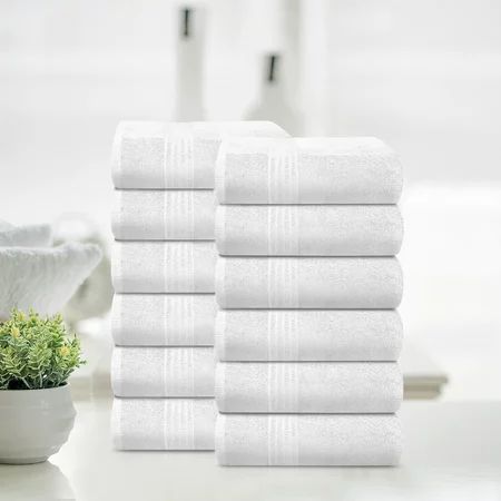 TRIDENT Soft Comfort 100% Air Rich Cotton Yarn Towels, 12 Piece Set - 12 Wash Cloth, Super Soft, ... | Walmart (US)