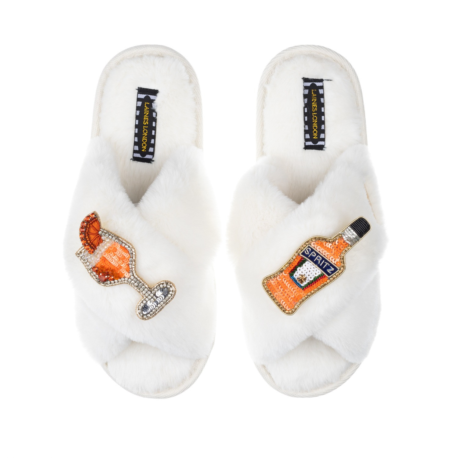 Classic Laines Slippers With Artisan Summer Spritz Brooches - Cream | Wolf & Badger (US)