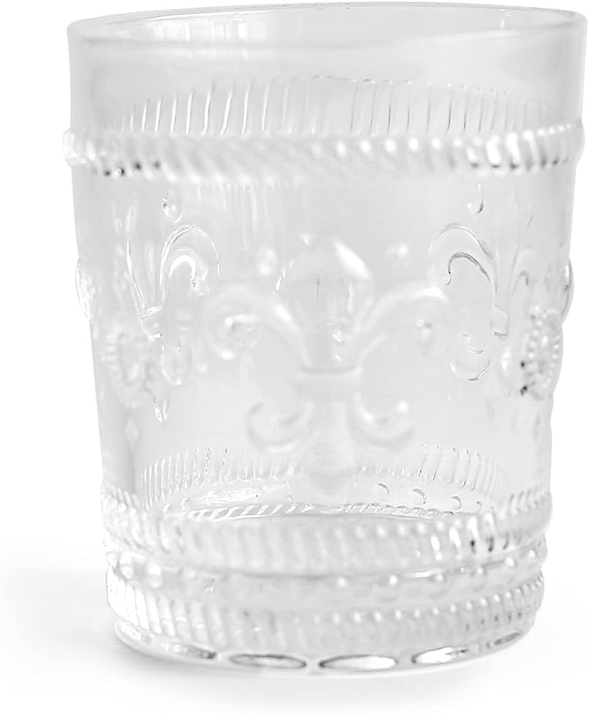 G Vintage Fluer-de-lis Embossed Drinking Glass 10 oz. Water Glassware Tumbler for Juice Beverage ... | Amazon (US)