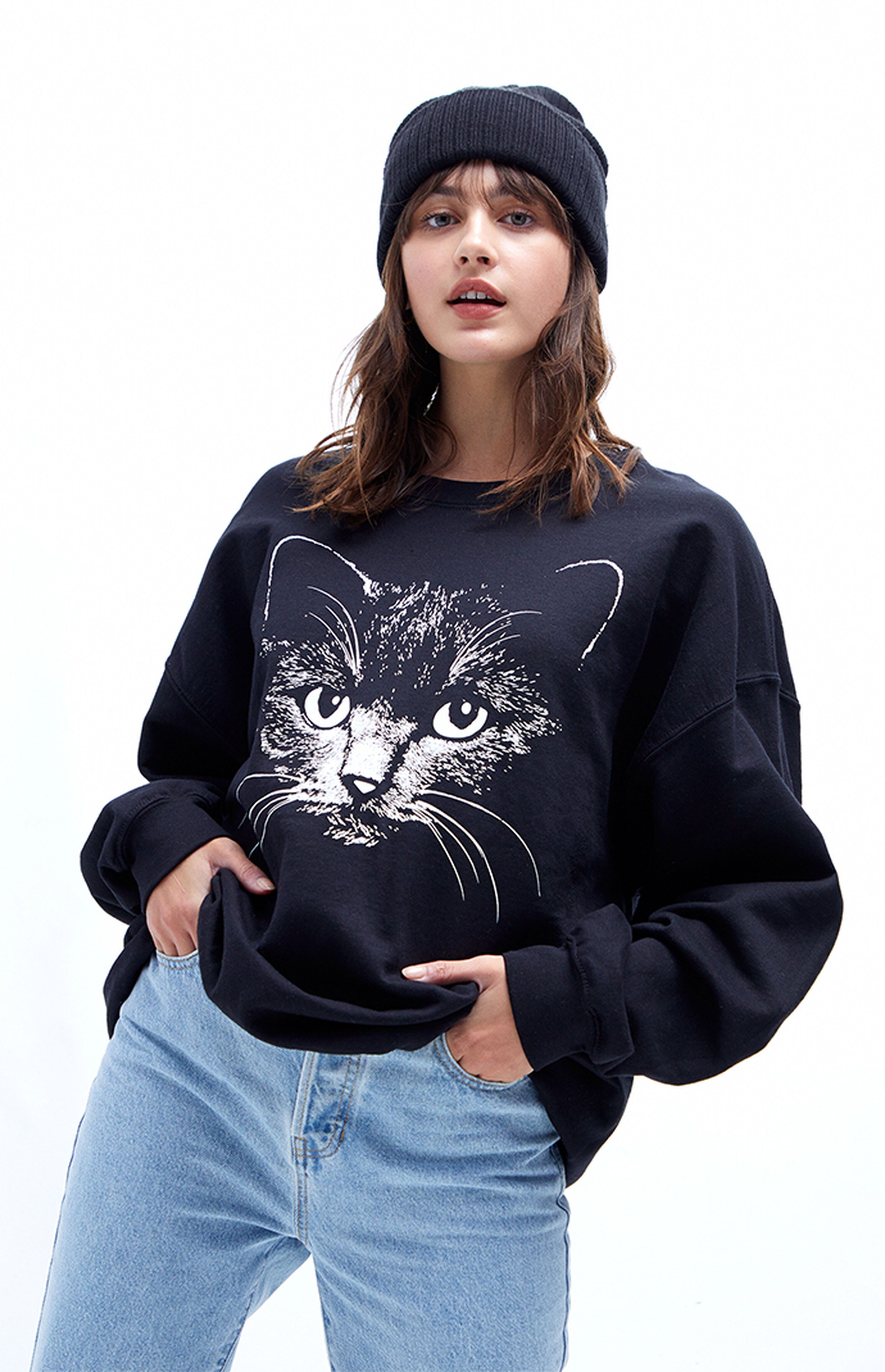 Desert Dreamer Black Cat Oversized Sweatshirt | PacSun | PacSun