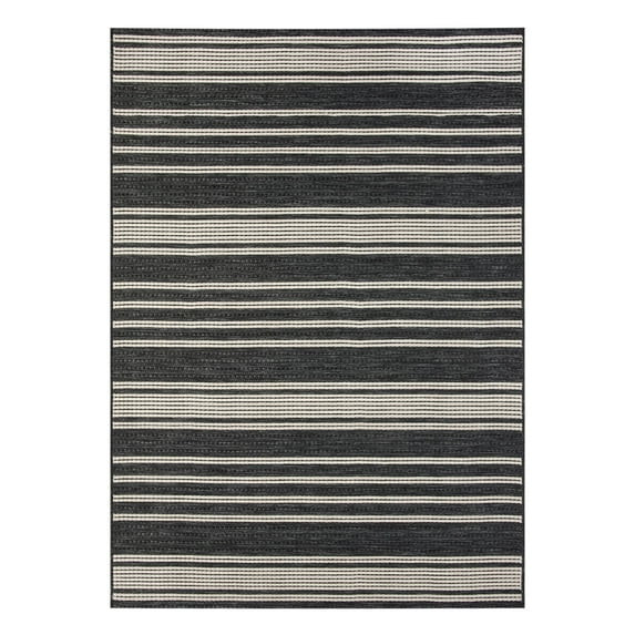 Better Homes & Gardens Black & White Stripe 5' x 7' Outdoor Rug - Polypropylene/Polyester | Walmart (US)
