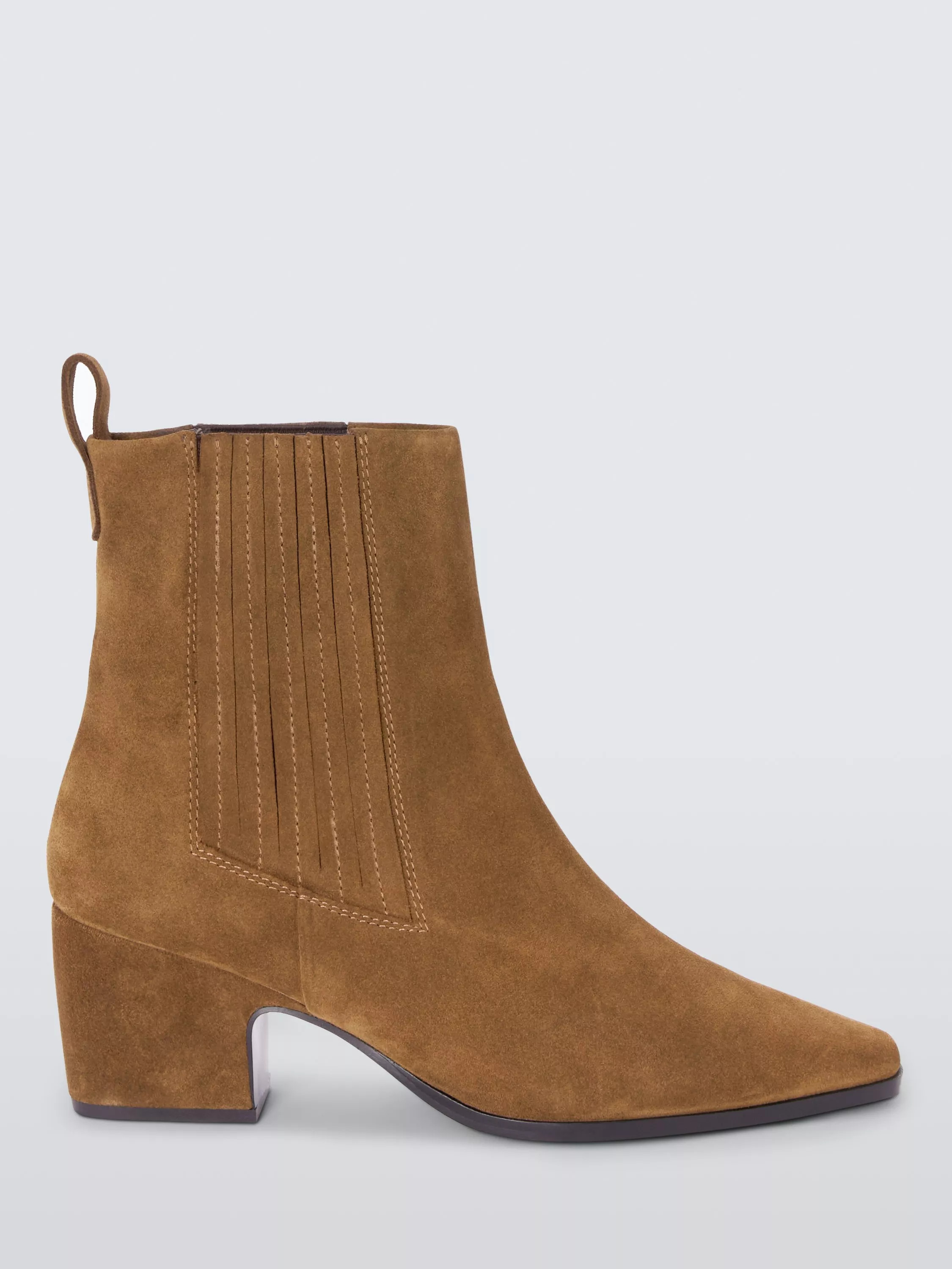 John Lewis Pixee Suede Chisel Toe Western Ankle Boots, Tan | John Lewis (UK)