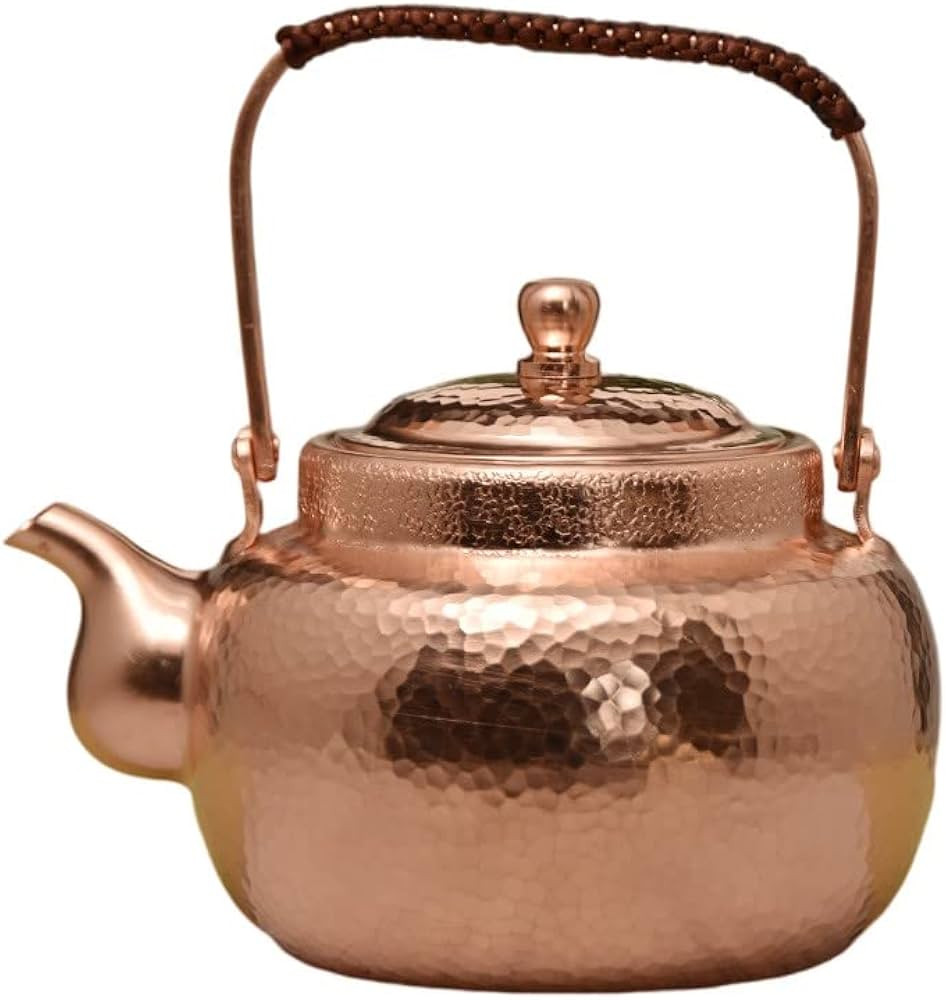 kkekos Handmade Copper Teapot Tea Kettle Chinese Teapot for Stovetop (1700ml,Rose) | Amazon (US)