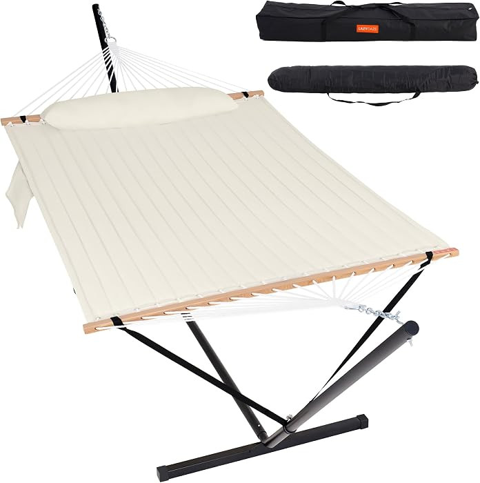 Lazy Daze Hammocks 2 Person Hammock with 12FT Stand for Outside, Quilted Double Hammock with Deta... | Amazon (US)