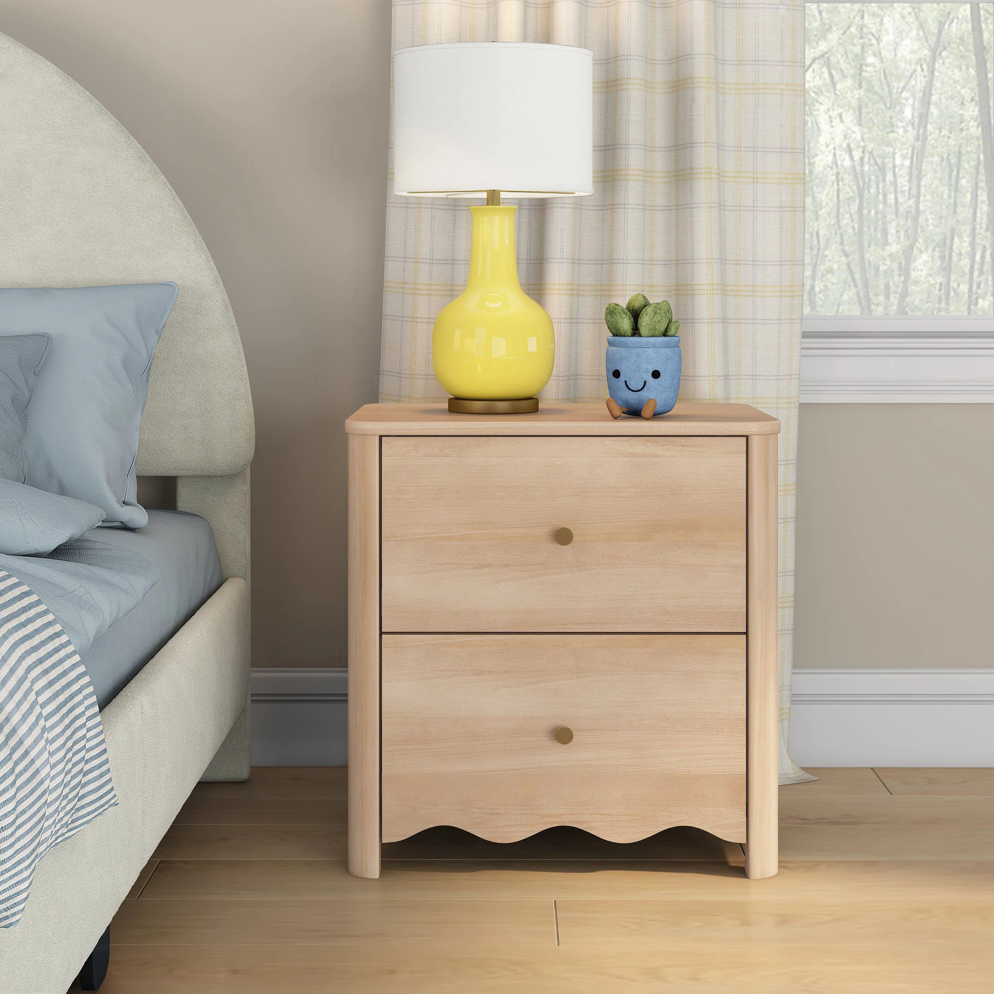 Lathem 2 Drawer 24 in. Wide Nightstand with Wave Detail | Wayfair North America