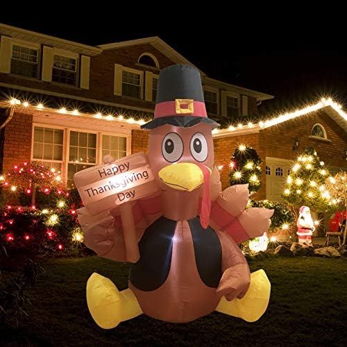 MorTime 6 FT Thanksgiving Inflatable Turkey, Blow up Lighted Turkey Decor with LED Lights for Fal... | Amazon (US)