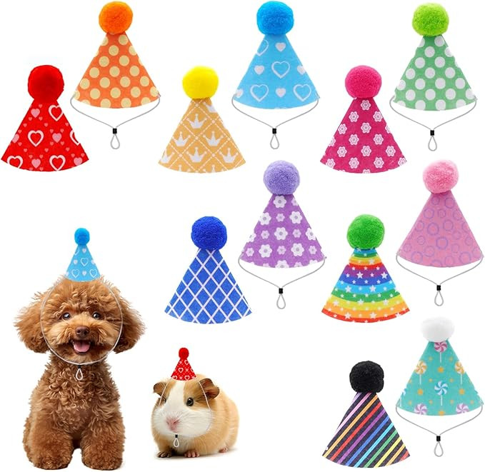 12 Pcs Colorful Mini Party Hats for Stuffed Animals, Birthday Party Felt Cone Hat for Cat Dolls D... | Amazon (US)